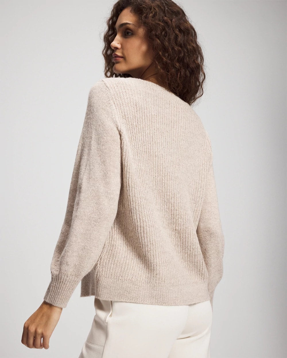 HEATHER SHELL Shimmer Cable Knit Sweater