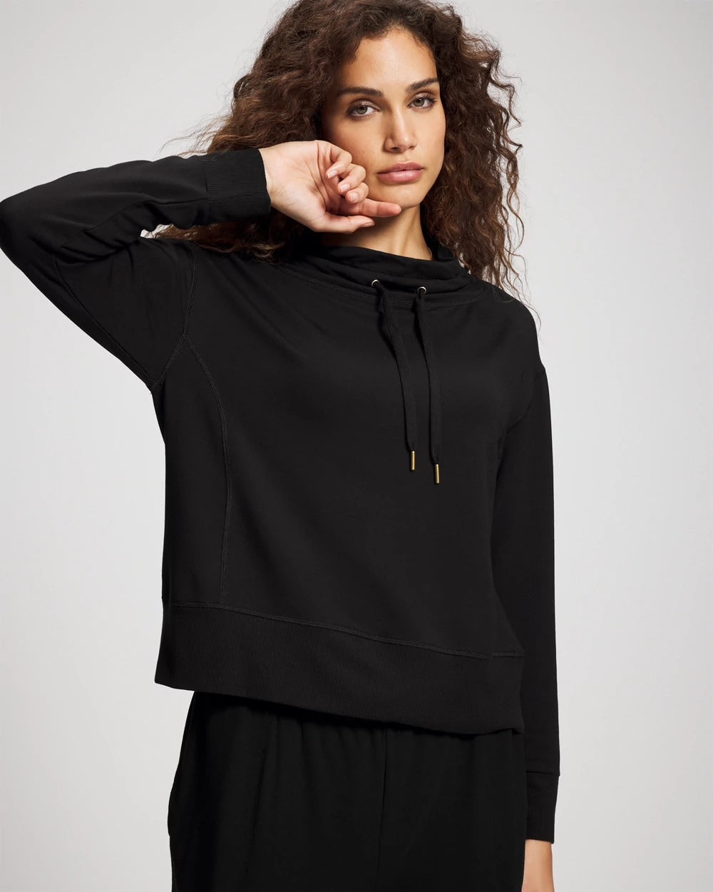 BLACK Ultrasoft Fleece Relaxed Funnel Neck Sweatshirt