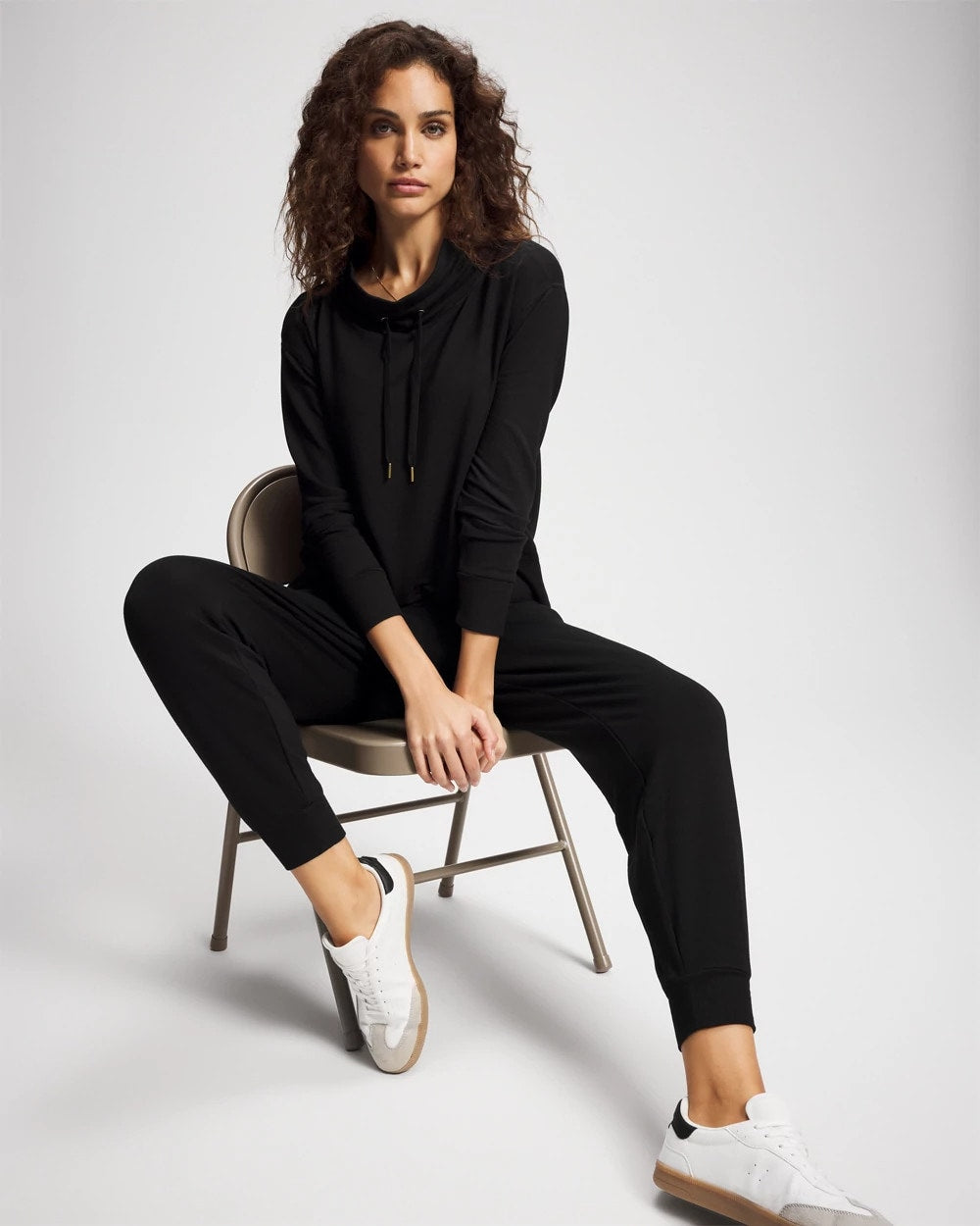 BLACK Ultrasoft Fleece Relaxed Funnel Neck Sweatshirt