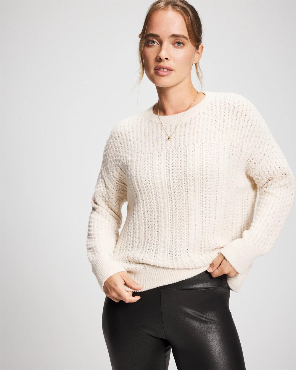 PARCHMENT Mix Stitch Crew Neck Sweater
