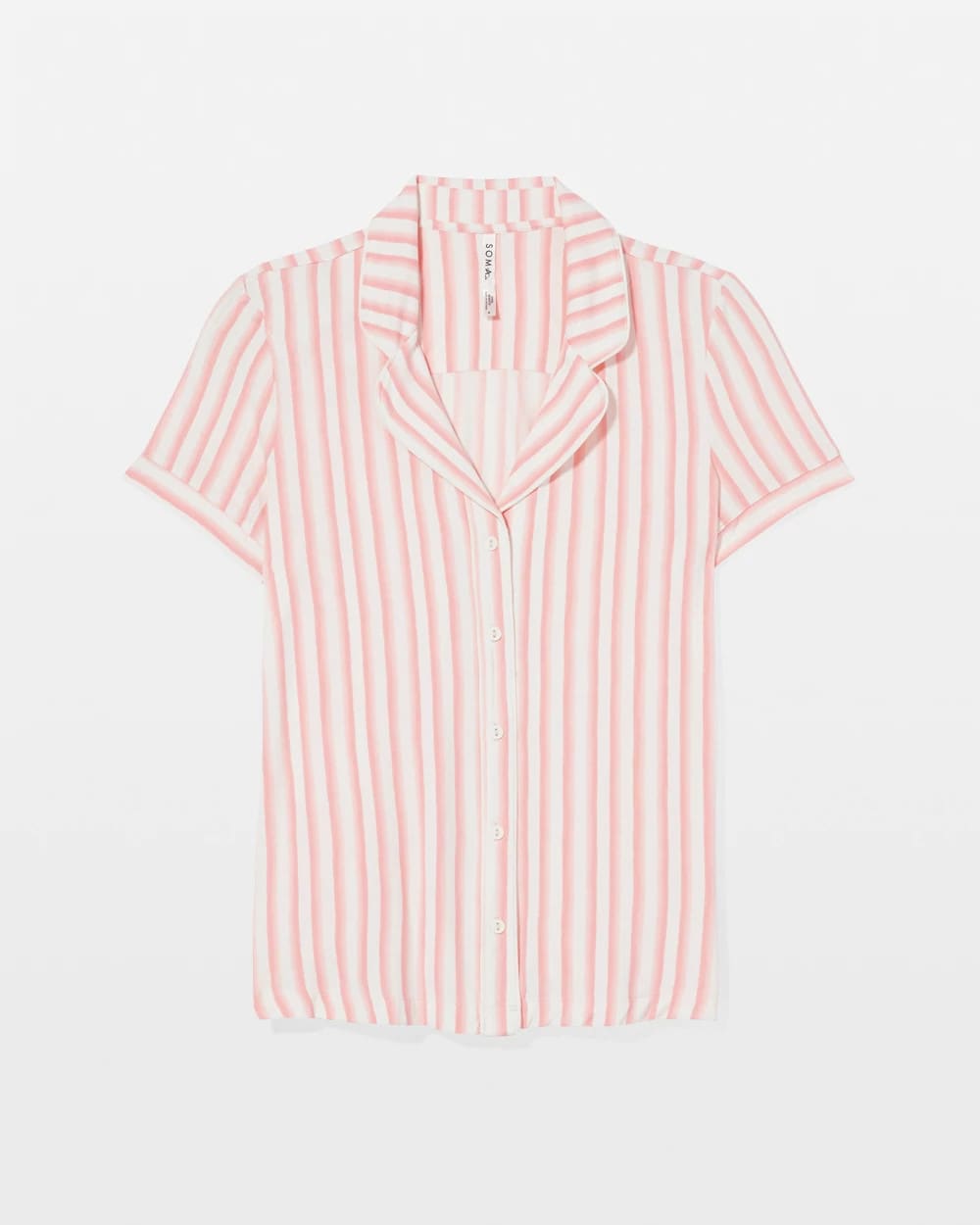SUNNY STRIPES CHAMPAGNE Piped Short Sleeve Notch Collar Pajama Top