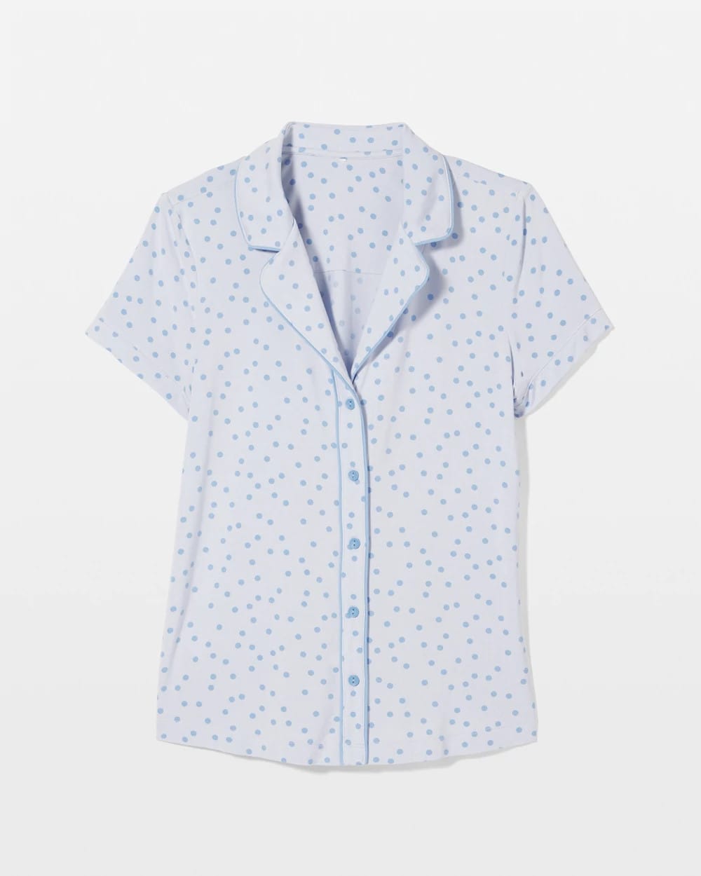 MERRY DOT OCEAN AIR Piped Short Sleeve Notch Collar Pajama Top