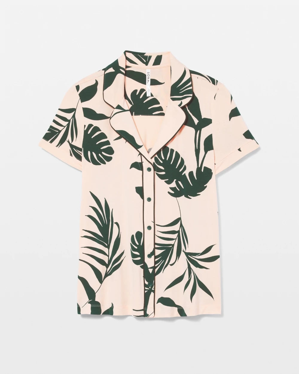 SHADOW FLORA APRICOTTA Piped Short Sleeve Notch Collar Pajama Top