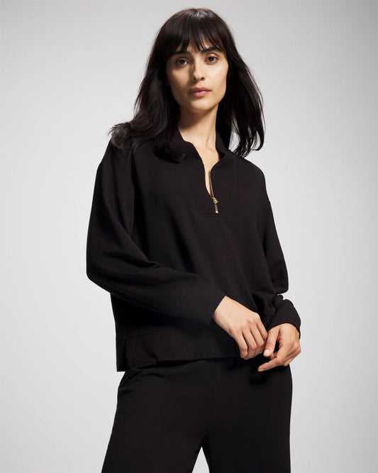 BLACK Ultrasoft Fleece Quarter Zip Sweatshirt