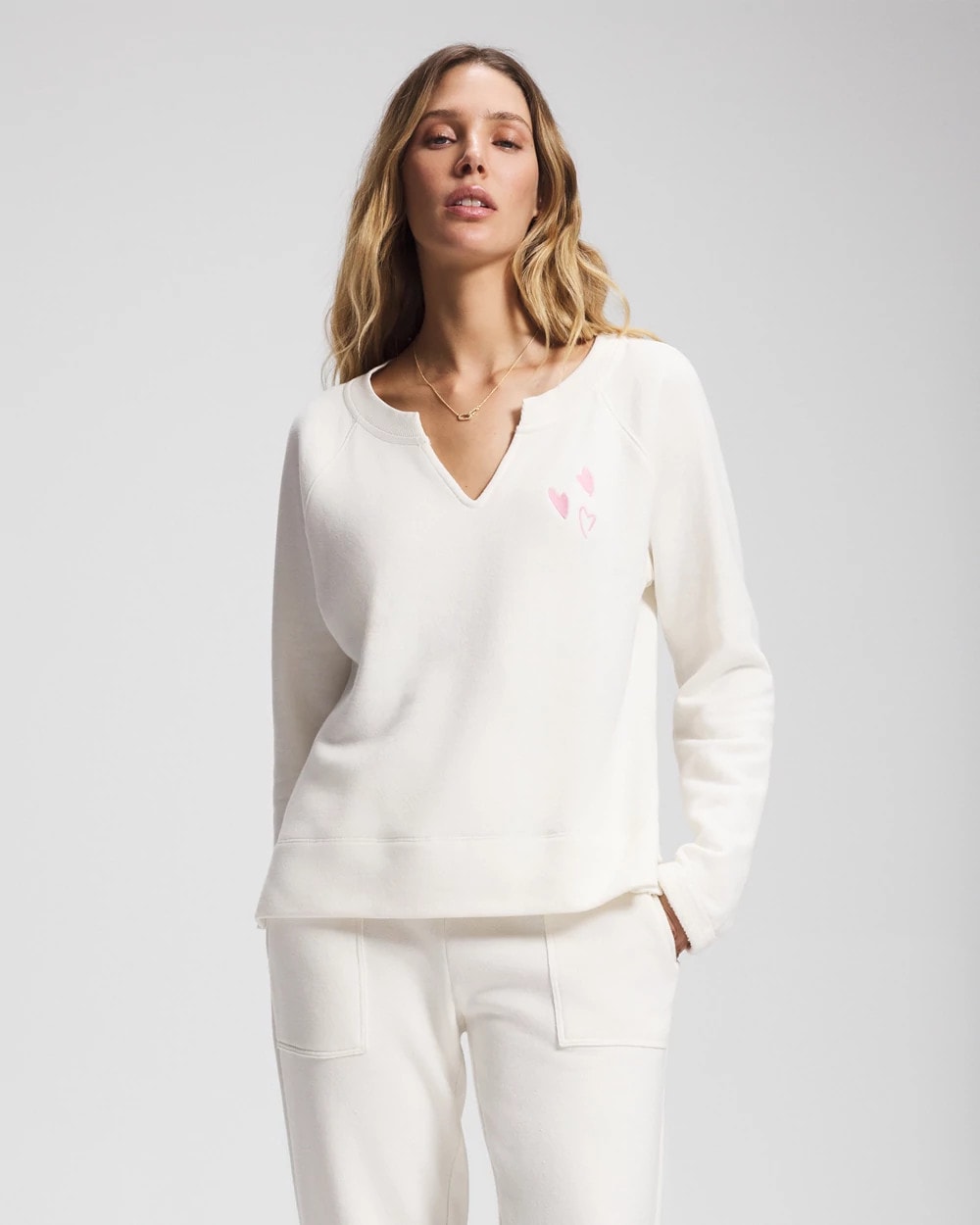 SHEA Essential Terry V-Neck Sweatshirt