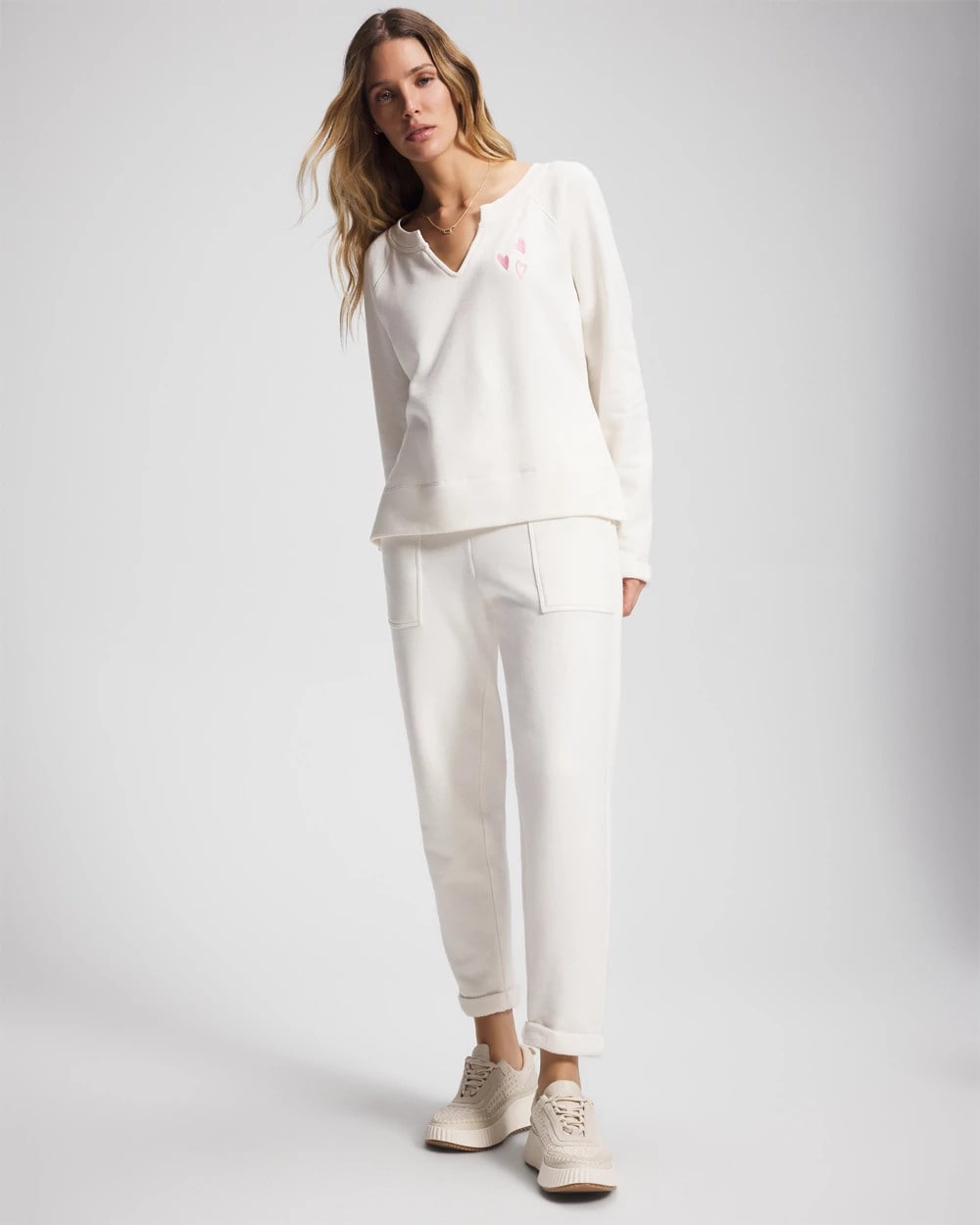 SHEA Essential Terry V-Neck Sweatshirt