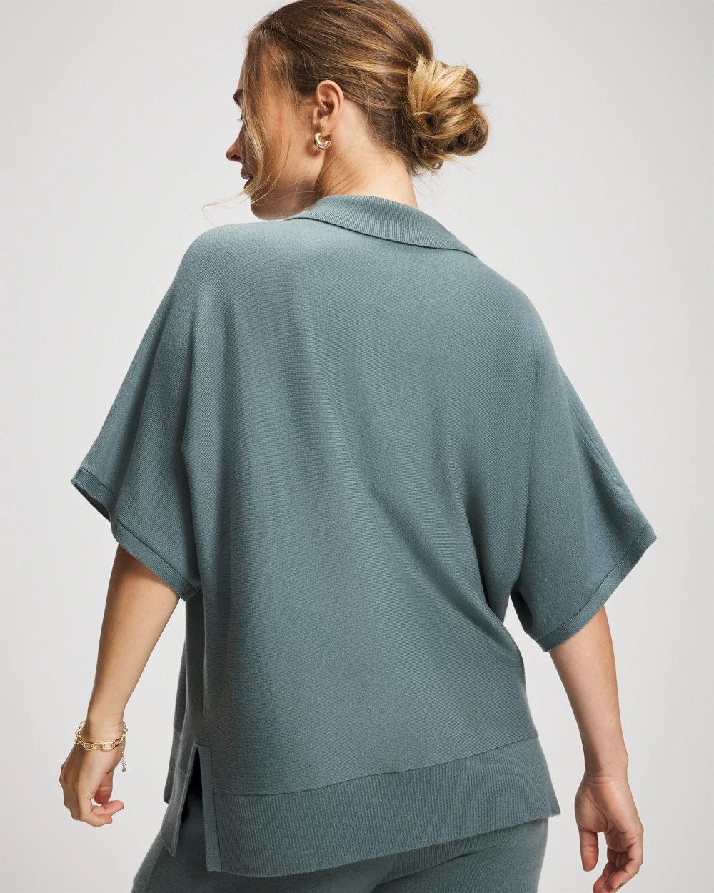 BLUE INSTINCT Premier Knit Sweater Collared Top