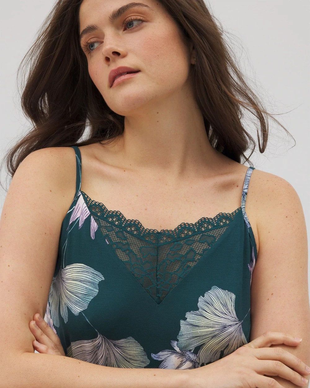 HAVEN BOTANICAL DARK SEA Lace Trim Chemise