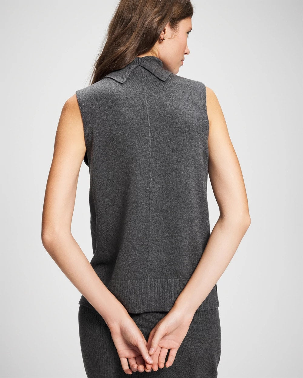 HEATHER QUARTZ Premier Knit Sweater Turtleneck Sleeveless Top