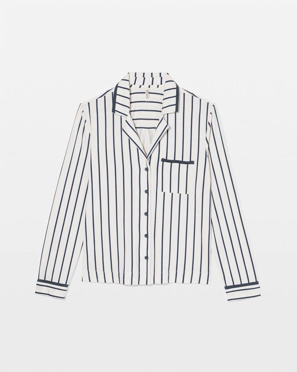 UNWIND STRIPE CHAMPAGNE Long-Sleeve Notch Collar Pajama Top