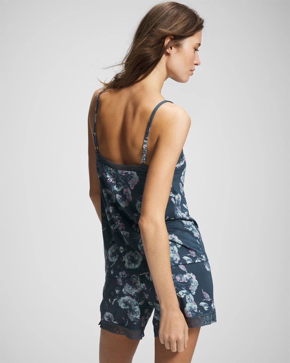 FLORA SHIMMER PETROL Lace Trim Pajama Cami