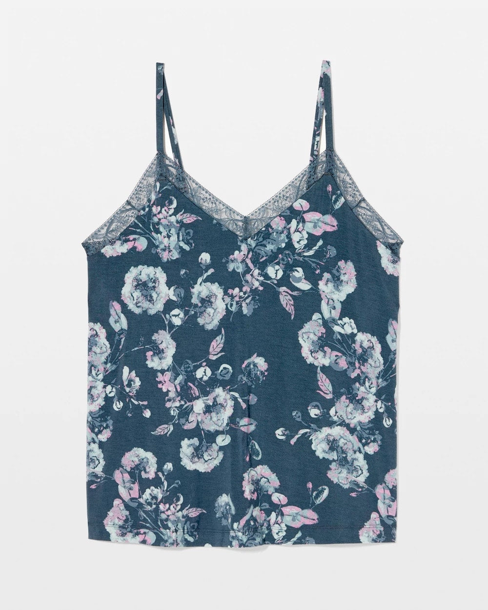 FLORA SHIMMER PETROL Lace Trim Pajama Cami