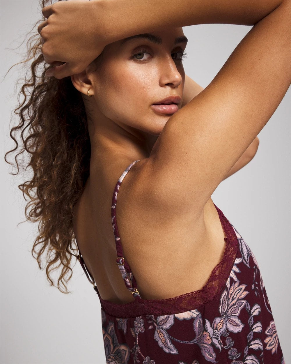 PAISLEY SPLENDOR PLUM Lace Trim Pajama Cami