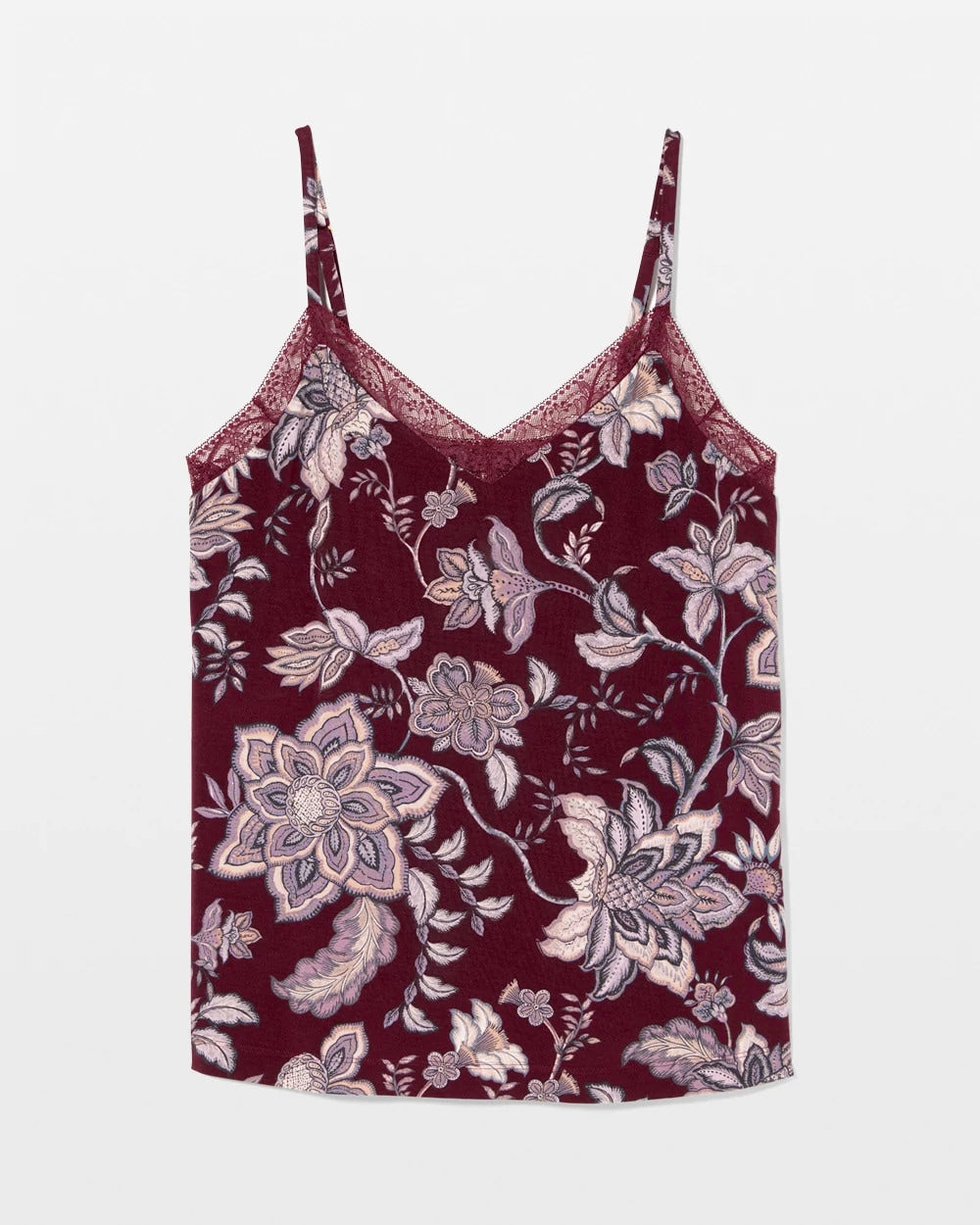 PAISLEY SPLENDOR PLUM Lace Trim Pajama Cami