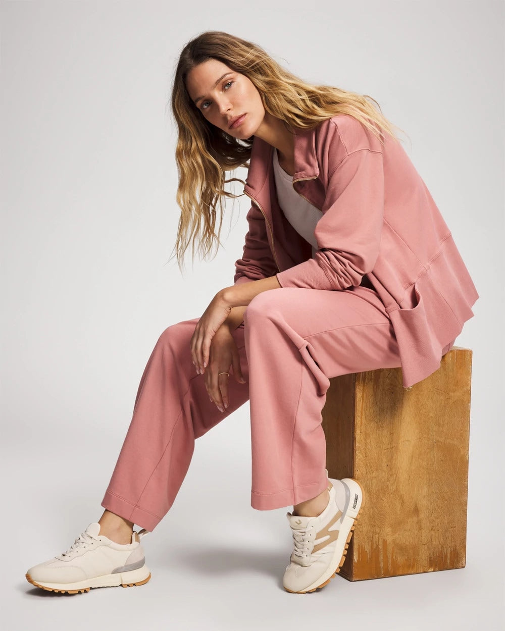 CINDER ROSE Essential Terry Straight Leg Pants