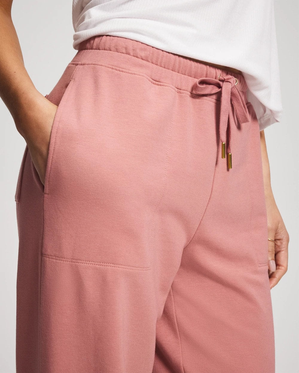 CINDER ROSE Essential Terry Straight Leg Pants