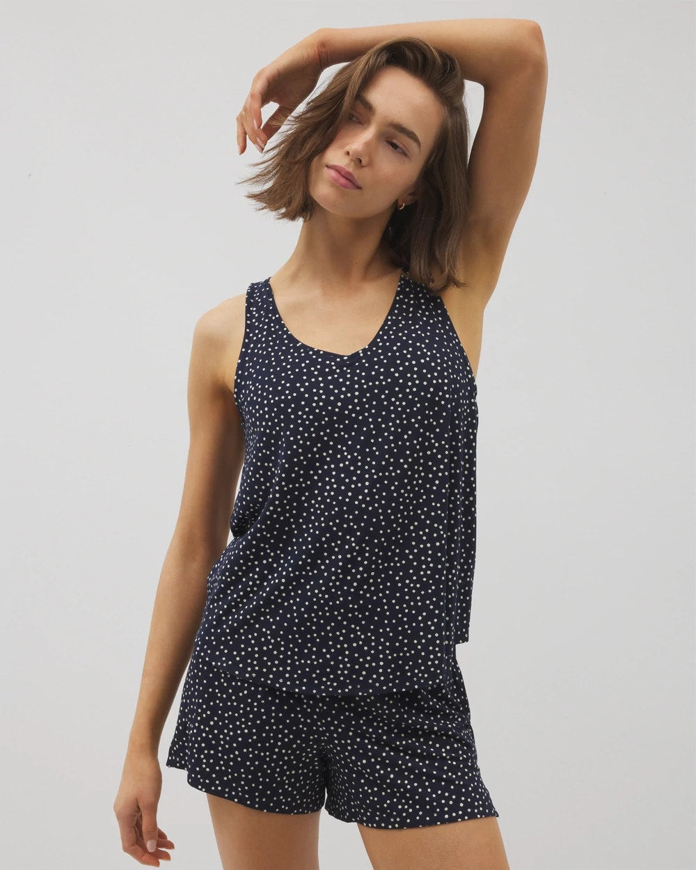 DOT OBSESSED NAVY Printed V-Neck Pajama Tank