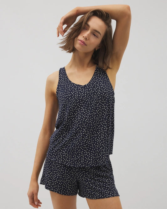 DOT OBSESSED NAVY Printed V-Neck Pajama Tank