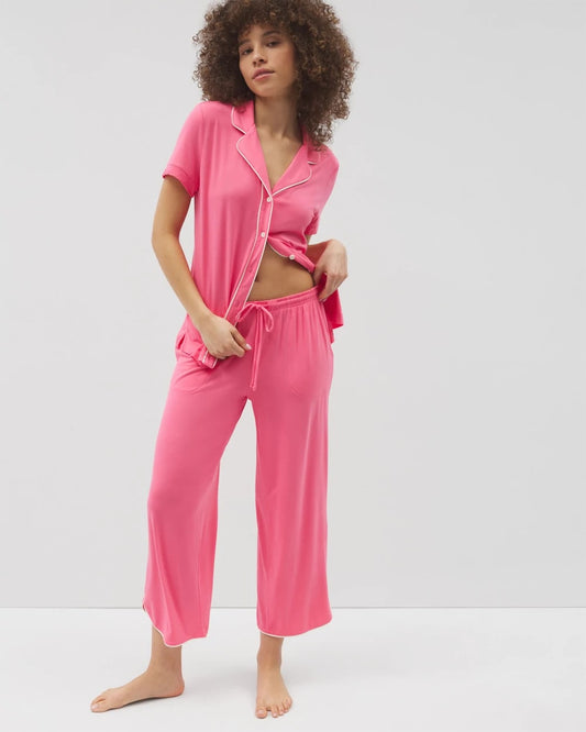 CAMELLIA ROSE Solid Piped Crop Pajama Pant