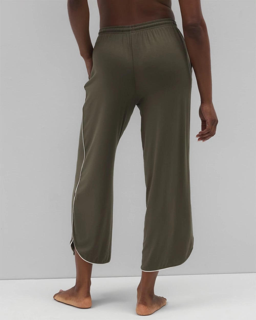 GRAPE LEAF Solid Piped Crop Pajama Pant