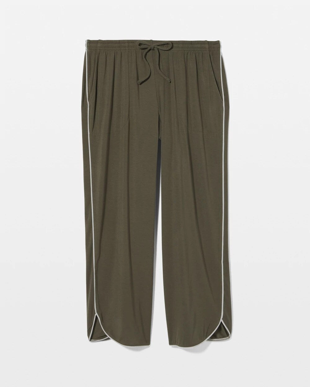 GRAPE LEAF Solid Piped Crop Pajama Pant