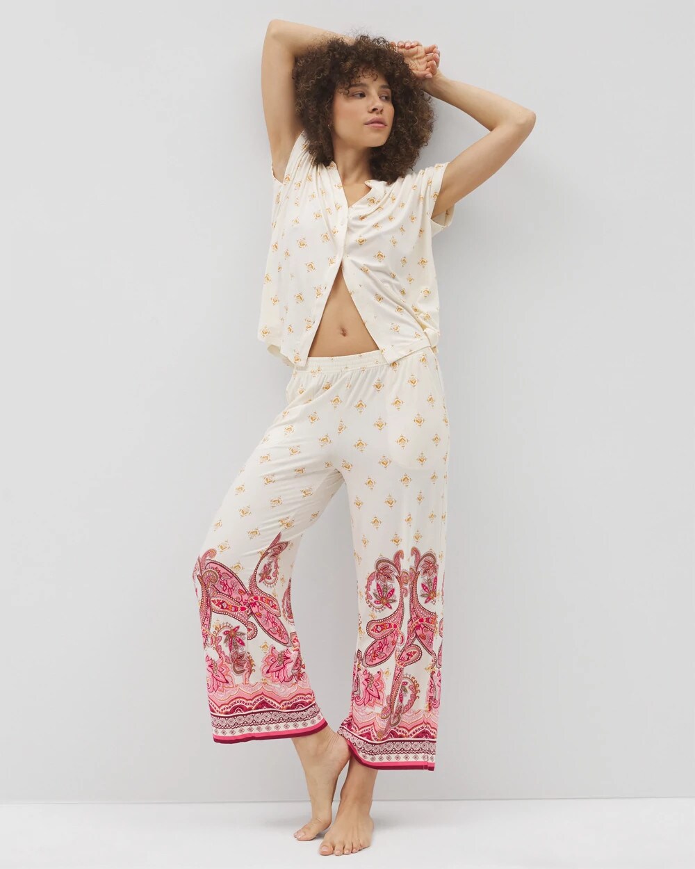 KASHMIR PAISLEY PLCD CH Cropped Pajama Pants