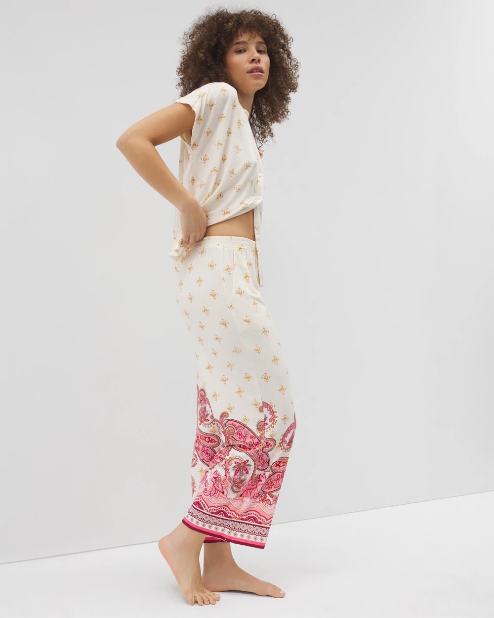 KASHMIR PAISLEY PLCD CH Cropped Pajama Pants