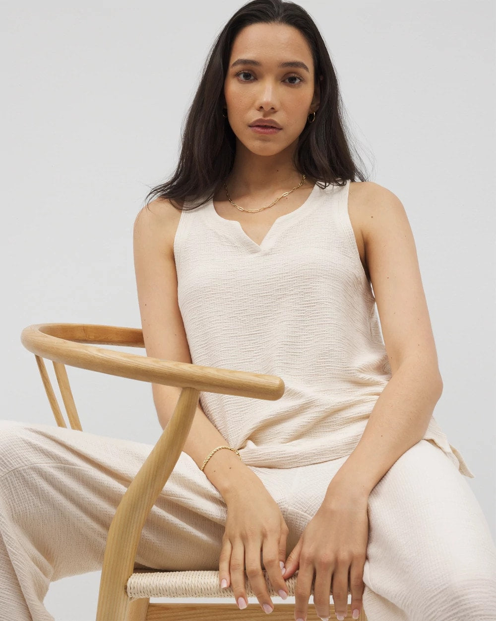 PARCHMENT Crinkle Knit Tank Top