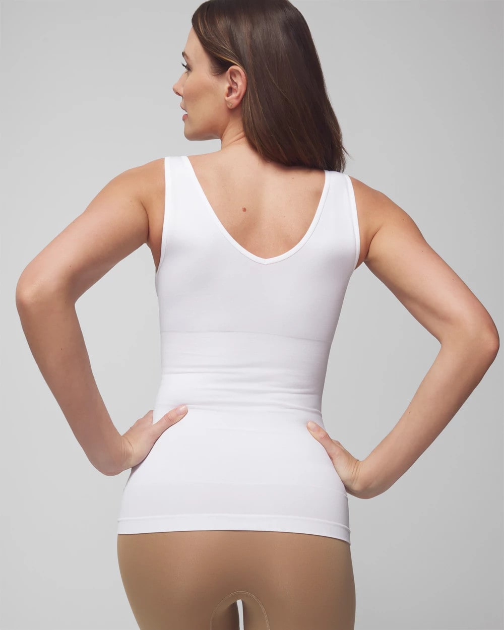 WHITE Mid-Level Shaping Seamless Reversible 2-Way Tank