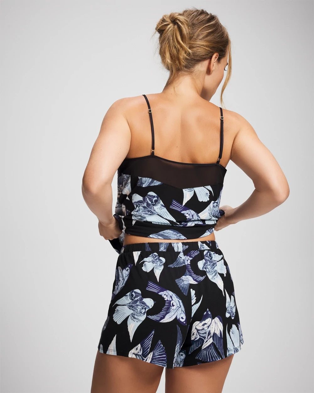 WHIMSICAL WINGS BLK MID Satin Trim Pajama Short