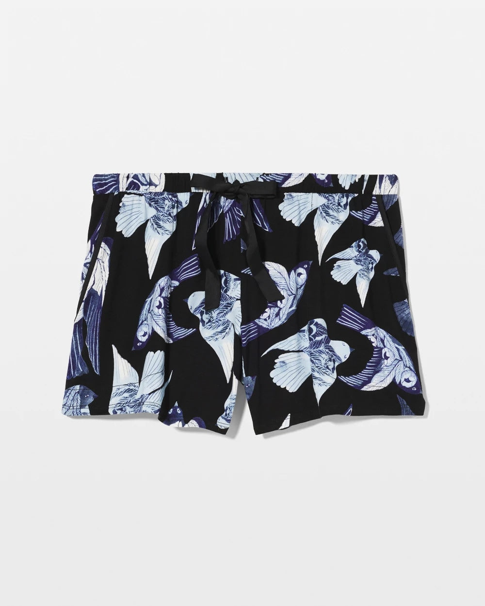 WHIMSICAL WINGS BLK MID Satin Trim Pajama Short