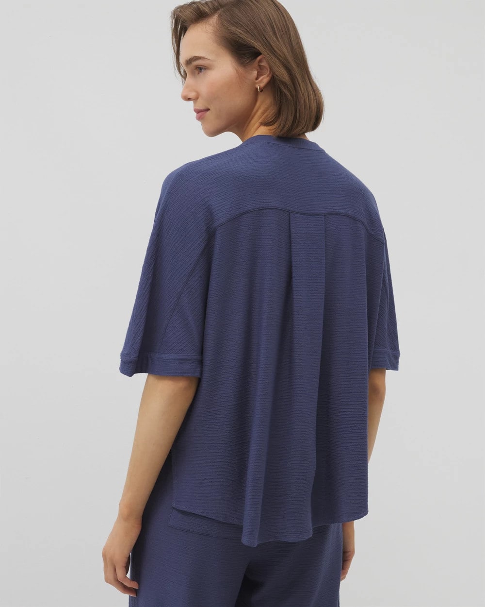 LUNAR TIDE Crinkle Knit Relaxed Button-Up Top