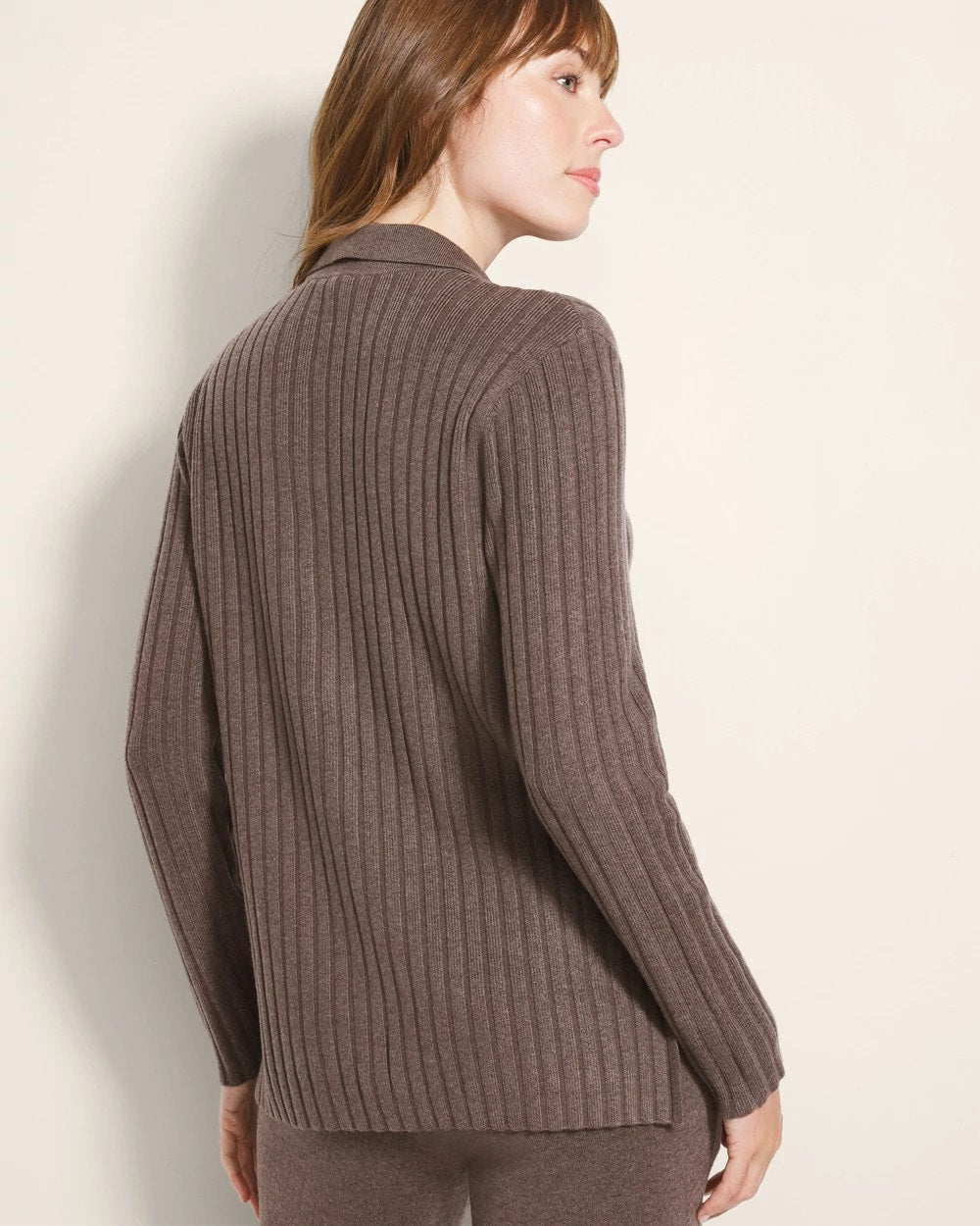 HEATHER COCOA Button-Up Sweater