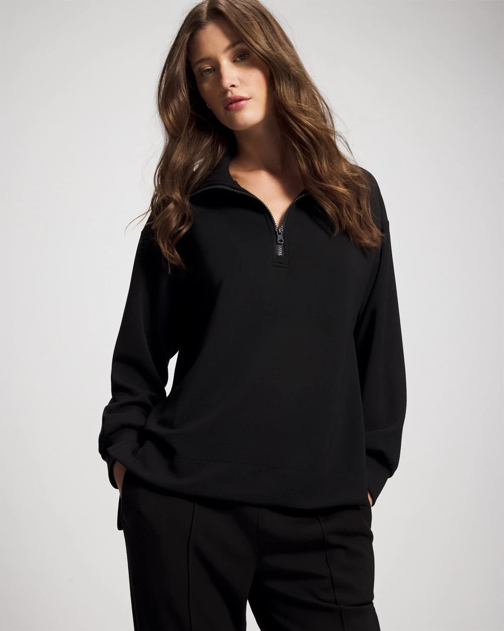 BLACK Modern Modal Quarter Zip Sweatshirt