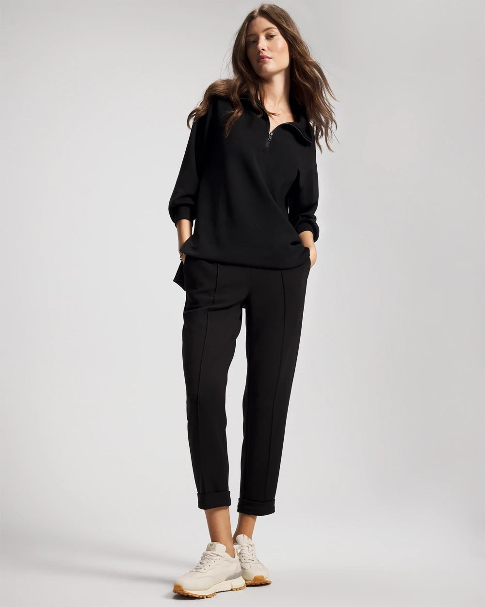 BLACK Modern Modal Quarter Zip Sweatshirt