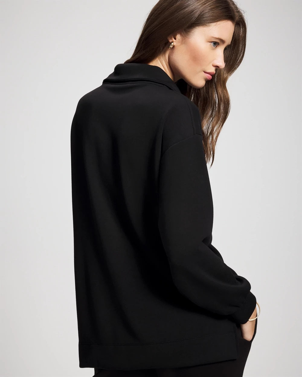 BLACK Modern Modal Quarter Zip Sweatshirt
