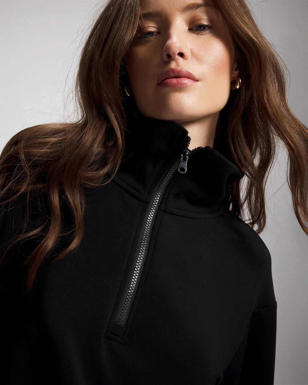 BLACK Modern Modal Quarter Zip Sweatshirt