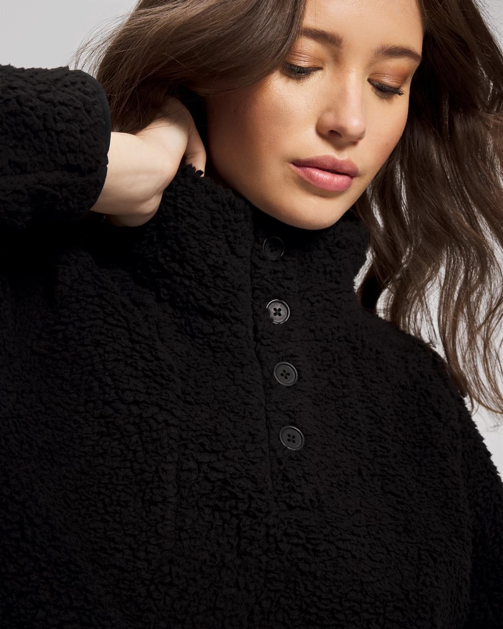 BLACK Sherpa Pullover