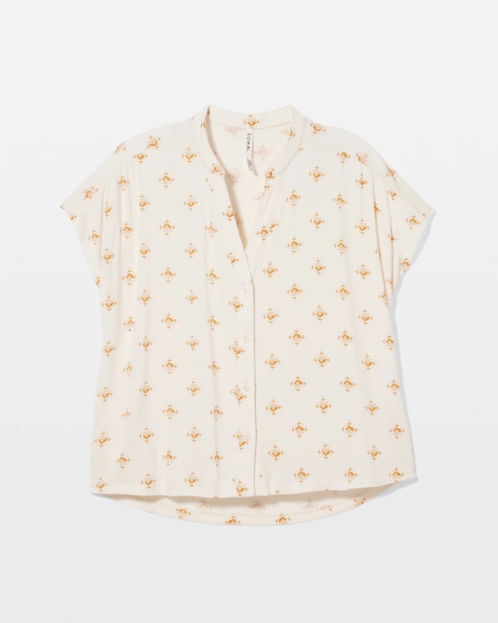 KASHMIR ICON CHAMP Mandarin Collar Short Sleeve Pajama Top