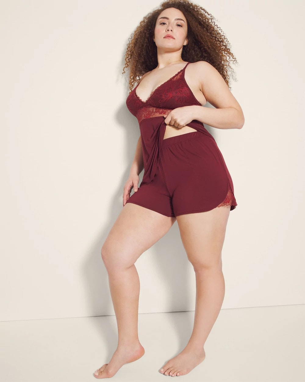 VERMILLION Lace Trim Pajama Shorts