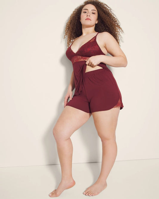 VERMILLION Lace Trim Pajama Shorts