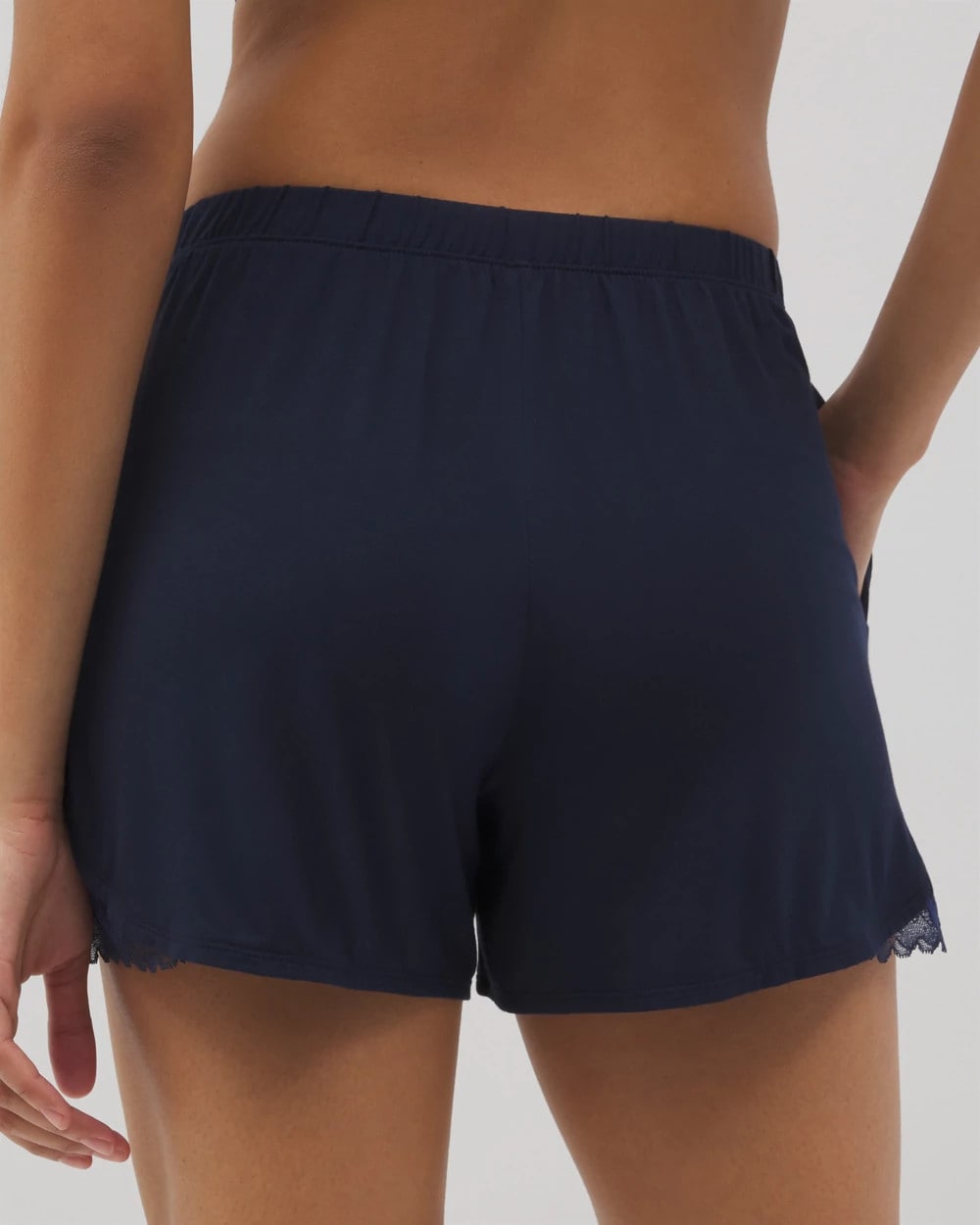 NIGHTFALL NAVY Lace Trim Pajama Shorts