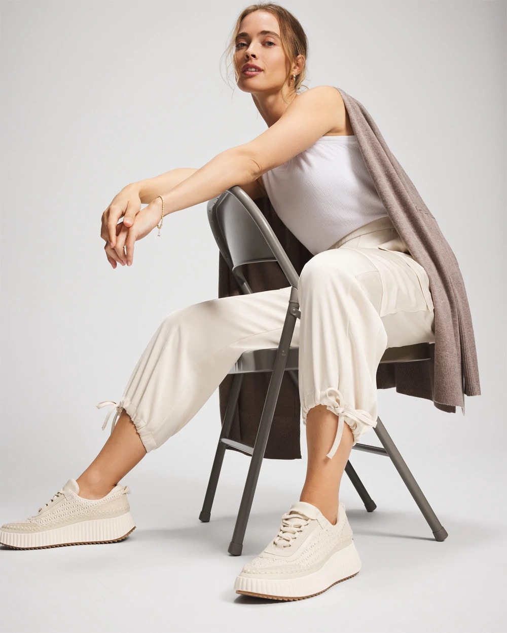 PARCHMENT Satin Relaxed Cargo Pant