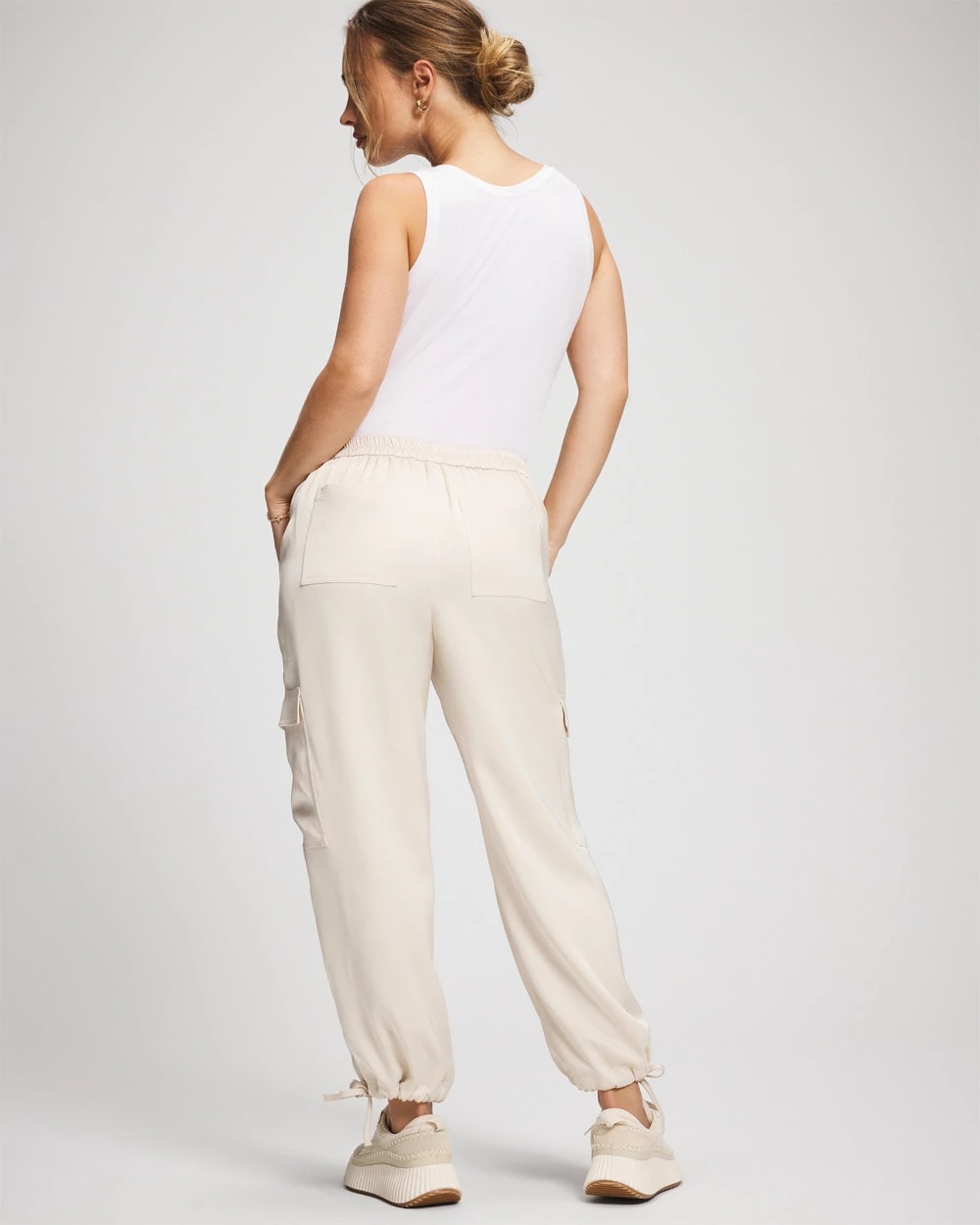 PARCHMENT Satin Relaxed Cargo Pant