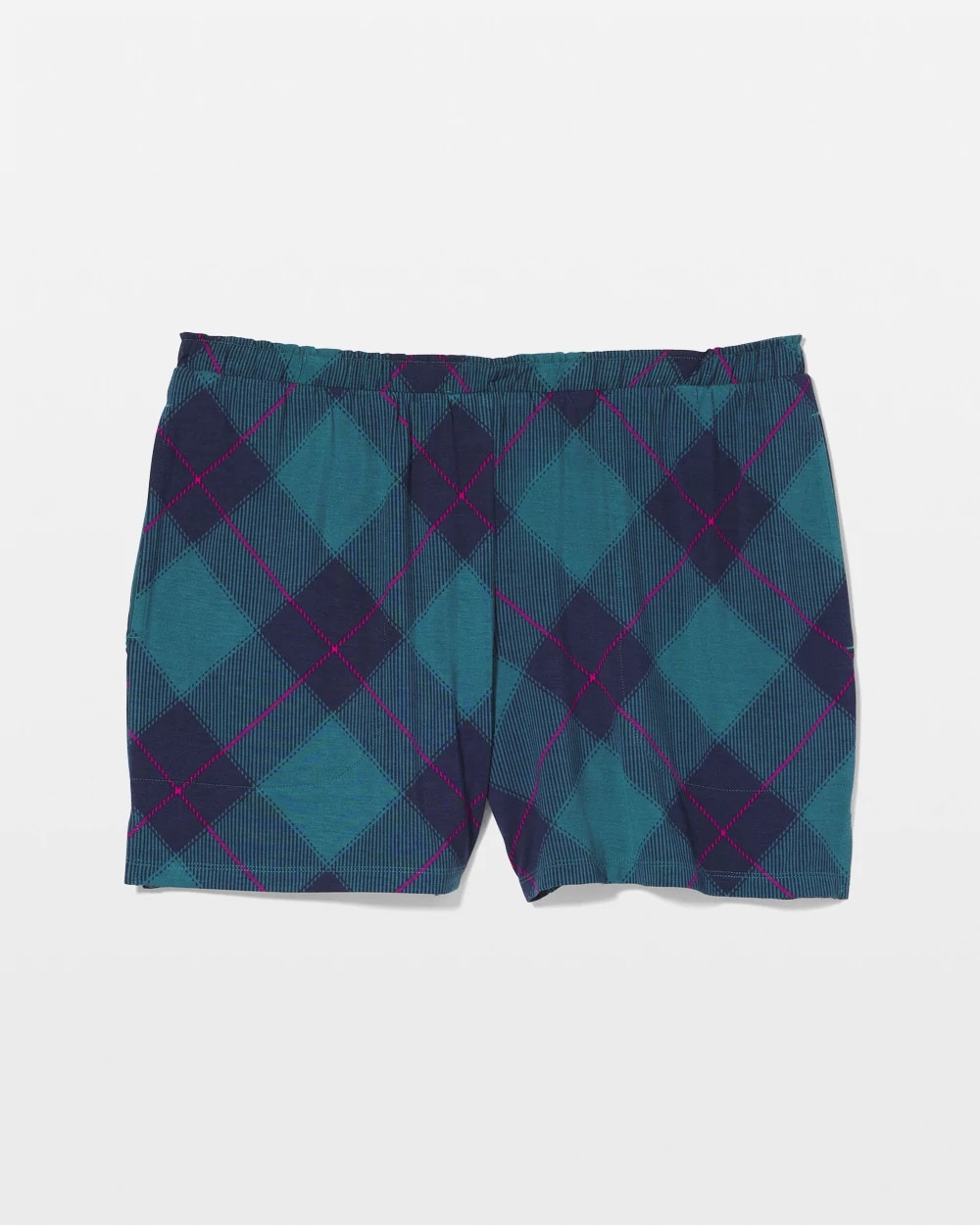 BUNDLE UP PLAID BIAS TEAL Pajama Shorts
