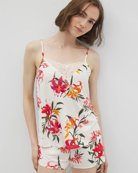LE TIGRE FLORA CHAMPAGNE Lace Trim Pajama Cami