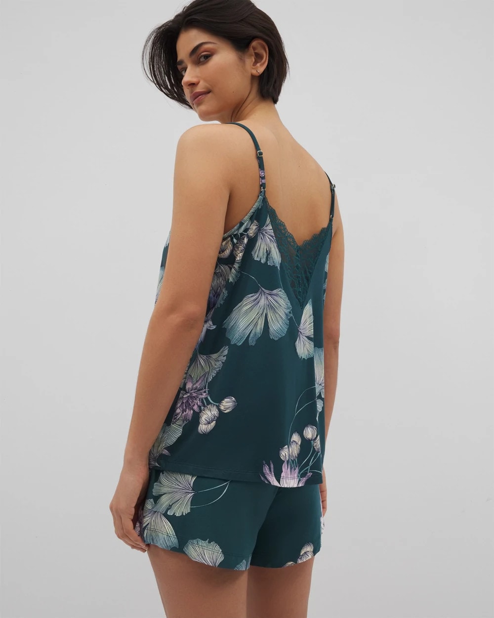 HAVEN BOTANICAL DARK SEA Lace Trim Pajama Cami