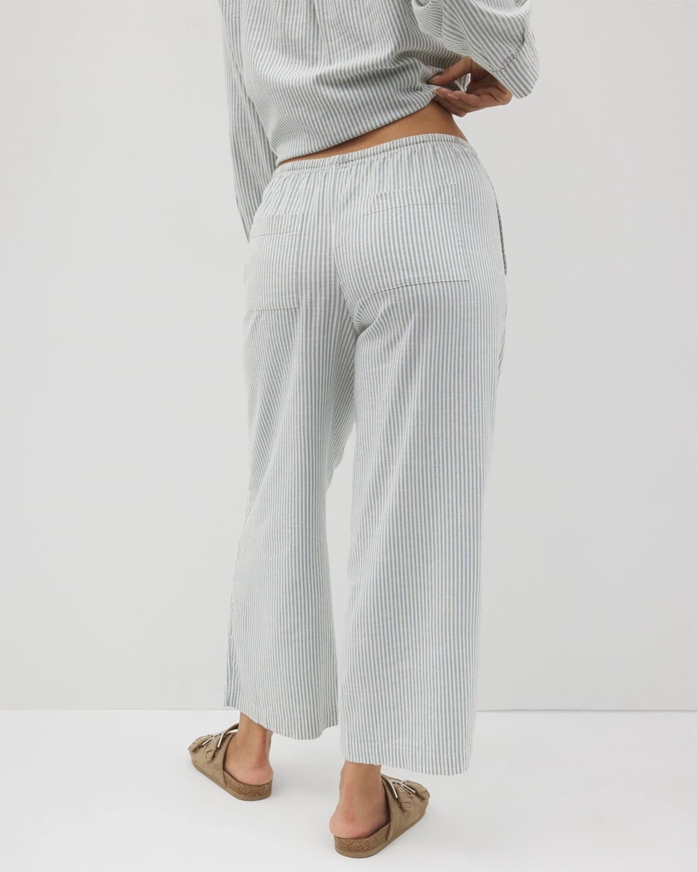 BLUE HEAVEN STRIPE Beach Cotton Crop Pant