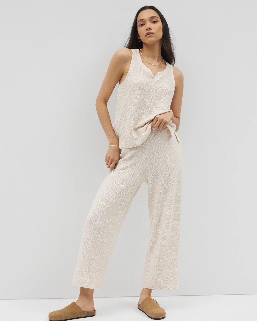 PARCHMENT Crinkle Knit Wide Leg Pant