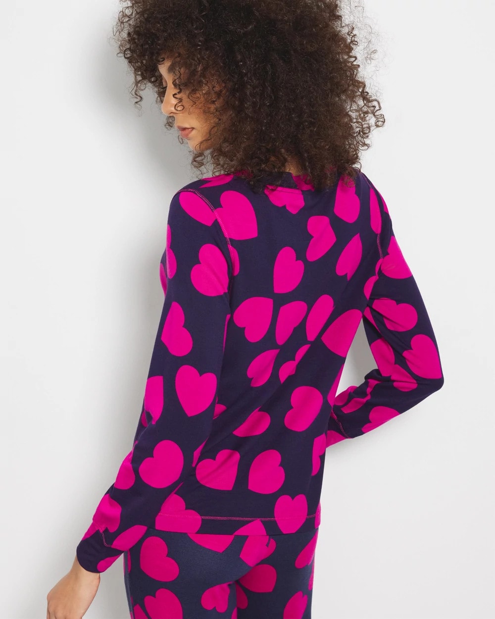 LOVE STRUCK NAVY Long-Sleeve V-Neck Pajama Top